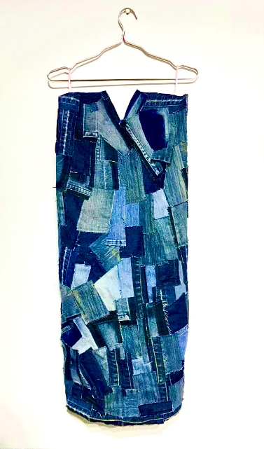 vestido retalhos jeans